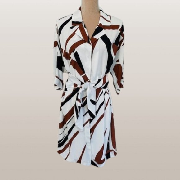 Iris Setlakwe Canada Button Front Shirt Dress Chiffon Crepe Abstract Print 10 - Picture 1 of 8